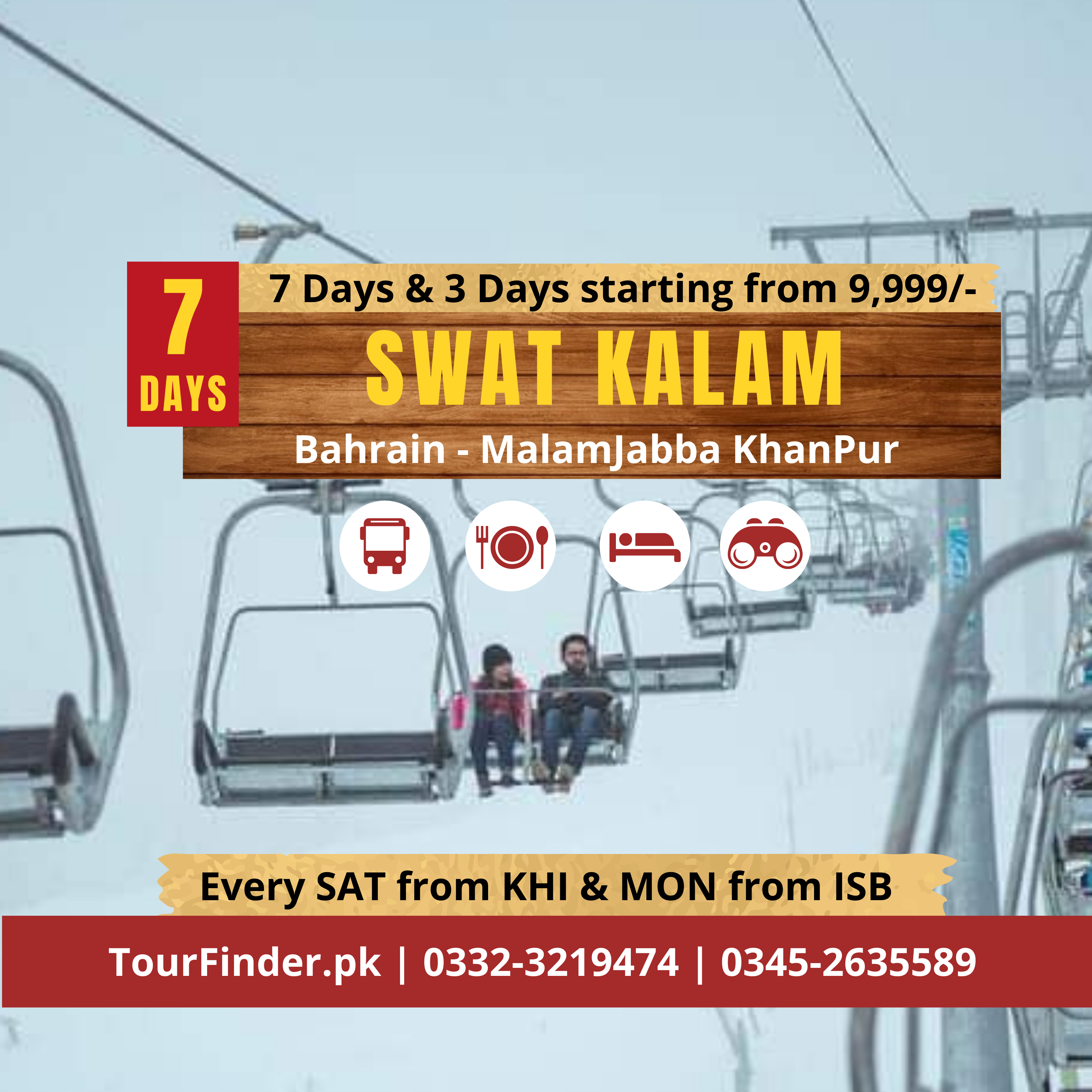 07 days trip to Swat Kalam MalamJabba Bahrain (Departure Every Saturday from KHI)